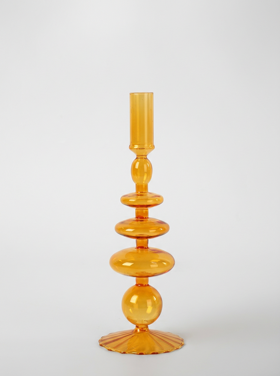 Dining Accessories Glass Candle Holder | Amber