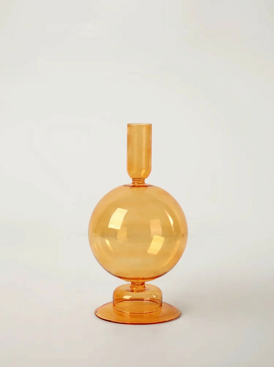Dining Accessories Glass Candle Holder | Amber